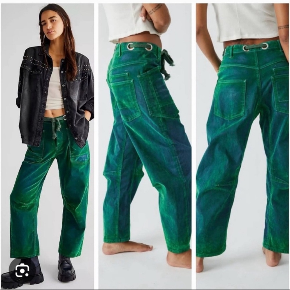 We the Free Moxie Flocked Low Slung Barrel Jeans - Picture 4 of 4
